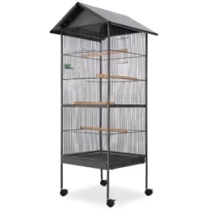 Vidaxl - Bird Cage with Roof Black 66x66x155cm Steel Black