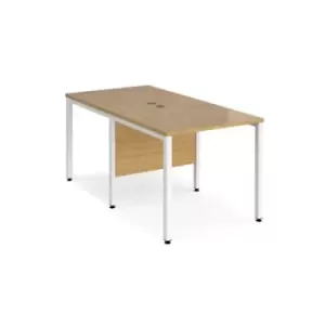 Office Desk 2 Person Rectangular Desk 800mm Oak Tops With White Frames Maestro 25