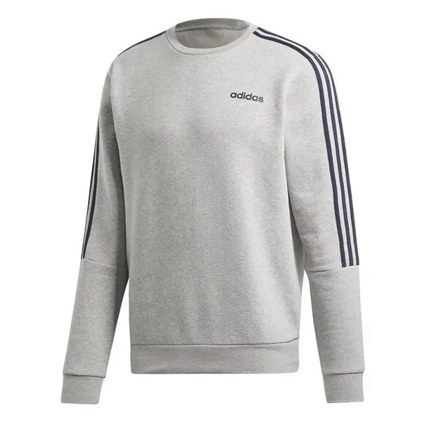 adidas Mens Crew 3-Stripes Pullover Sweatshirt S Grey 52300725350