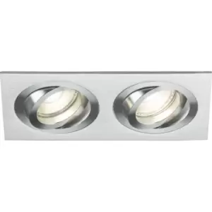 Knightsbridge - Ambar Twin Tilt Square Downlight Brushed Chrome - AMA2TSBC