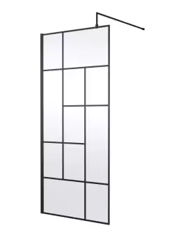 Hudson Reed 900mm Abstract Frame Wetroom Screen - Matt Black