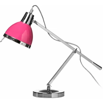 Premier Housewares - Hot Pink Shade Chrome Table Lamp