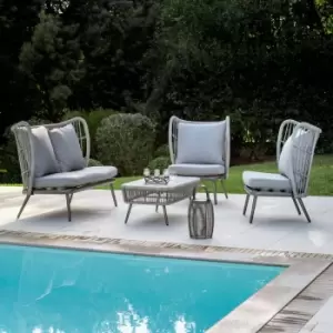 Better Garden Chestnut 4 Seater Alu Wicker Sofa Set