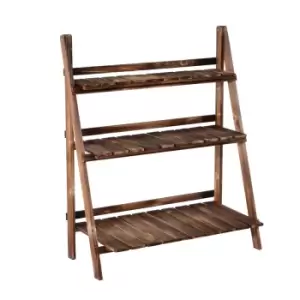 Outsunny Wooden Flower Pot Rack Holder Fold Storage Shelf Stand Vegetable