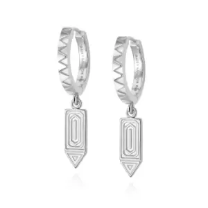 Daisy London 925 Sterling Silver Artisan Drop Huggie Earrings Sterling Silver