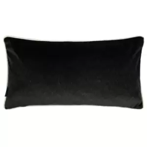 Torto Rectangular Opulent Velvet Cushion Black/Ivory, Black/Ivory / 30 x 60cm / Polyester Filled