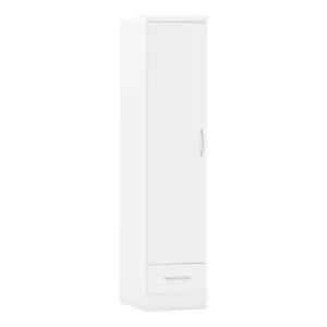 Seconique Nevada 1 Door 1 Drawer Wardrobe - White Gloss