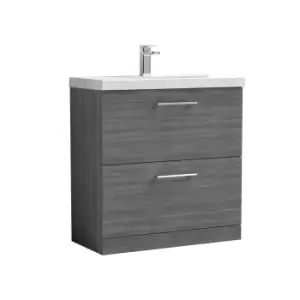 Nuie Arno 800mm Floor Standing 2 Drawer Vanity & Basin 1 Anthracite