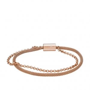 Fossil Ladies Duo Rose Gold Tone Mesh Bracelet