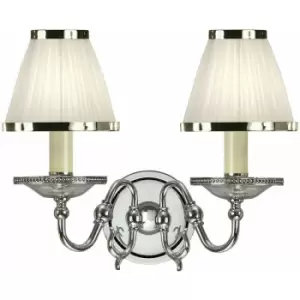 Loops - Luxury Flemish Twin Wall Light Bright Nickel White Shade Traditional Lamp Holder