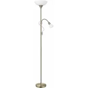 Floor Lamp Light Bronzed Shade White Plastic Glass Bulb E27 E14 1x60W 1x25W