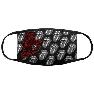 The Rolling Stones - B&amp;W Tongues Face Mask - Black