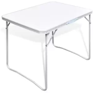 Foldable Camping Table with Metal Frame 80 x 60cm Vidaxl White