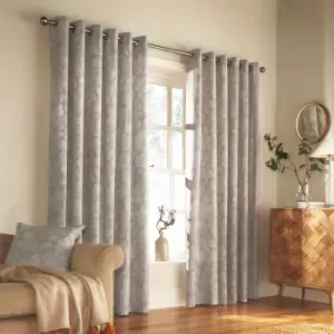 Furn. Irwin Woodland Ringtop Eyelet Curtains (Pair) Polycotton Stone (168X229Cm)