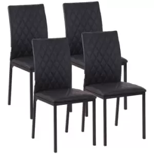 HOMCOM Dining Chairs Faux Leather Accent Chairs For Kitchen, Set Of 4, Black