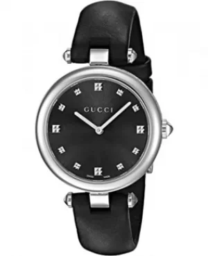 Gucci Diamantissima Black Dial Leather Strap Womens Watch YA141403 YA141403