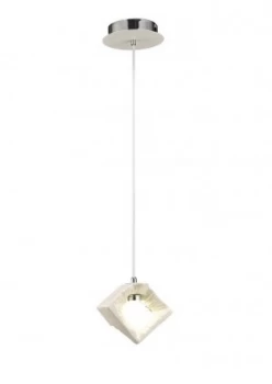 Ceramic Square Sculpture Ceiling Pendant 1 x 3W LED Chrome, White