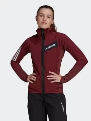 adidas Techrock Flooce Wind Hooded Jacket, Red, Size S, Women