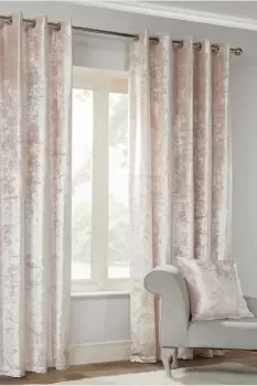 Crushed Velvet Fully Lined Eyelet Curtains