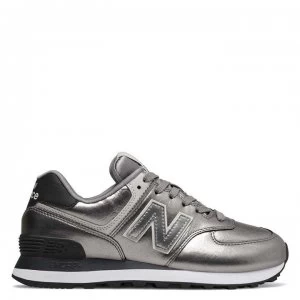 New Balance 574 Metallic Trainers - Silver/Black