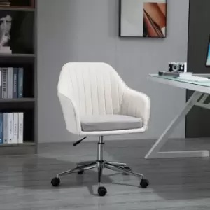 Vinsetto Leisure Office Chair Linen Swivel Desk Chair Home Study With Wheel Beige