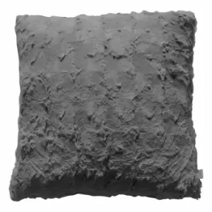 Crossland Grove Fur Cushion Gunmetal Grey 430x430mm