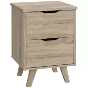 Light Oak Effect 2 Drawer Bedside Chest. Scandinavian design on wooden legs. - Light Oak - Fwstyle