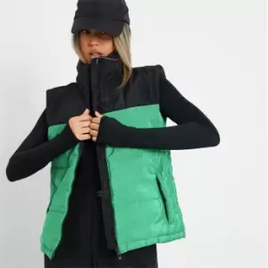 I Saw It First Colourblock Puffer Gilet - Green