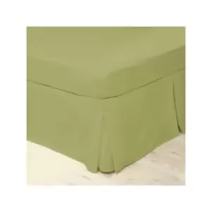 Easycare Polycotton Percale 200 Thread Count Box Pleat Platform Valance, Olive, King - Belledorm