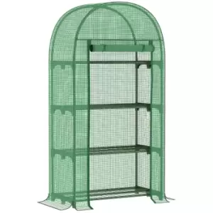 Outsunny 80 X 49 X 160Cm Mini Greenhouse Portable Green House With Storage Shelf - Green