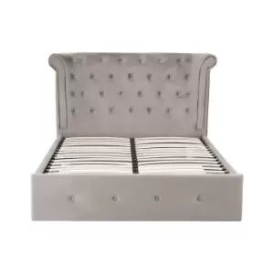 Upholstered Velvet Wingback Diamond Buttoned Ottoman Storage Bed