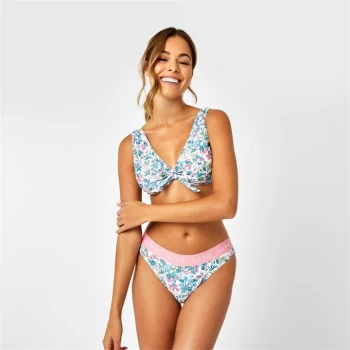 Jack Wills Cartmore Tie Front Bikini Top - White Floral