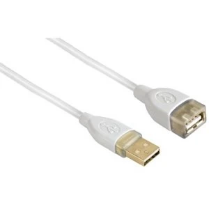 Hama USB 2.0 Extension cable gold-plated, double shielded white 1.80 m