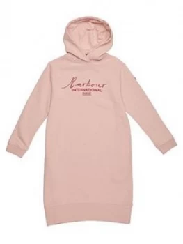 Barbour International Girls Grid Hooded Sweat Dress - Pink, Size 10-11 Years, Women