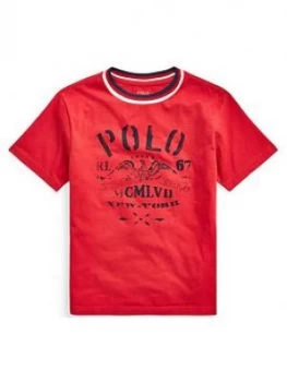 Ralph Lauren Boys Short Sleeve Polo Ringer T-Shirt - Red, Size 8 Years, S