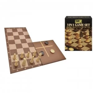 M.Y 3 In 1 Chess Draughts And Tic Tac Toe Game Set