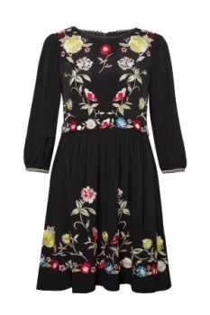 French Connection Saya Crepe Flared Dress Black