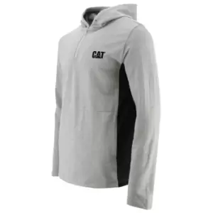 Caterpillar Mens Coolmax Quarter Zip Hoodie (XL) (Heather Grey)