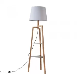 Towa Shelved Tripod Floor Lamp with XL White Aspen Shade