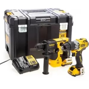 DEWALT - DCK2102L2T 12v xr Brushless Twin Kit sds + Compact Hammer Drill Kit