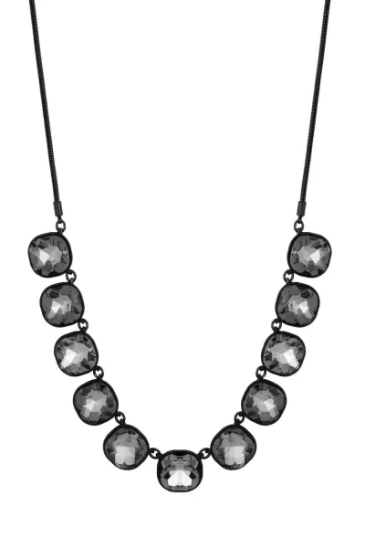 Jet Black Diamond Cushion Stone Set Toggle Necklace