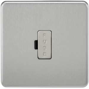 KnightsBridge 13A Screwless Brushed Chrome Fused Spur Connector Unit Wall Plate