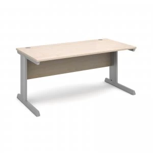 Vivo Straight Desk 1600mm x 800mm - Silver Frame Maple Top