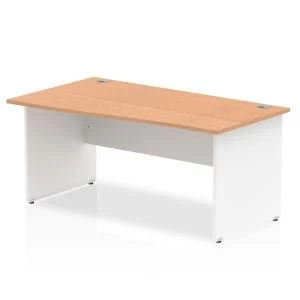 Trexus Desk Wave Left Hand Panel End 1600x800mm Oak Top White Panels