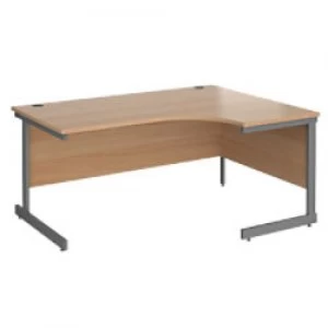 Right Hand Ergonomic Desk with Beech Coloured MFC Top and Graphite Frame Cantilever Legs Contract 25 1600 x 1200 x 725 mm