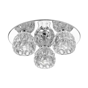 Impex Clea 3 Light Glass LED Flush Chrome