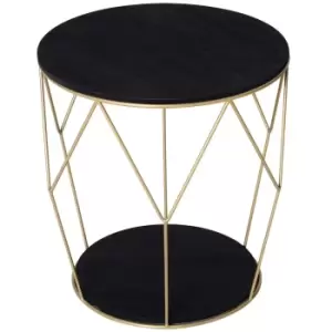 Homcom Side Table With Storage Black And Gold