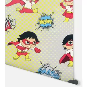 Childrens Superhero Cartoon Super Ryans World Multi Colour Kids Wallpaper - Multi