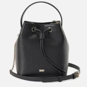 DKNY Womens Bryant Drawstring Bucket Bag - Black/Gold