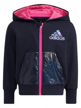 adidas Kids Girls French Terry Knit Jacket - Navy, Size 18-24 Months, Women